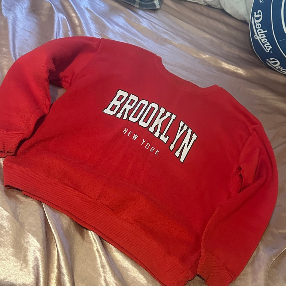 SHEIN Red Brooklyn Sweatshirt